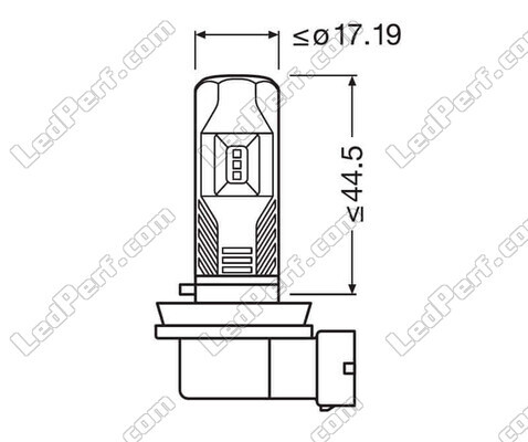 Uppsättning Mått av LED-lampa H11 Osram LEDriving HL Easy för dimljus