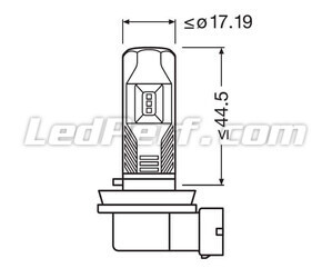 Uppsättning Mått av LED-lampa H16 Osram LEDriving HL Easy för dimljus