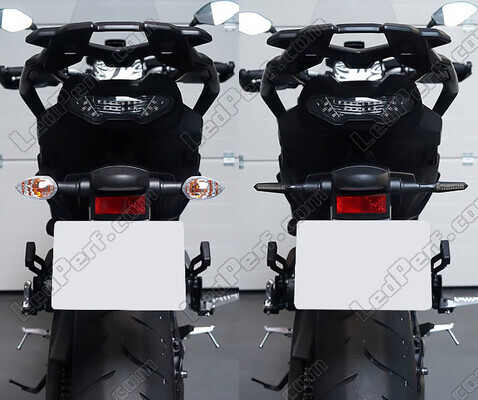 Jämförelse före och efter installation Dynamiska LED-blinkers + bromsljus för Ducati Monster 696