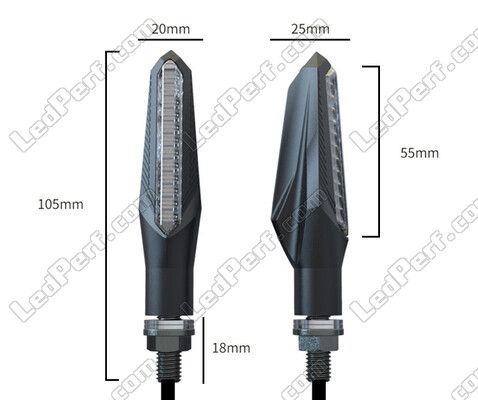 Dimensioner av dynamiska LED-blinkers 3 i 1 för Kawasaki GPZ 500 S