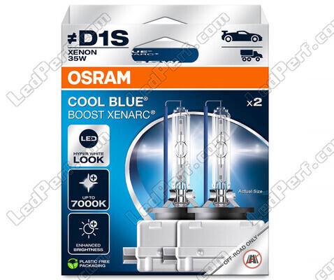 Xenonlampor D1S Osram Xenarc Cool Blue Boost 7000K art.nr: 66140CBB-H2B i paket med 2