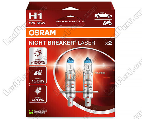 Paket med 2 lampor H1 Osram Night Breaker Laser +150% - 64150NL-2HB