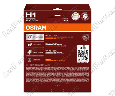 Paket med 2 lampor H1 Osram Night Breaker Laser +150% - 64150NL-2HB