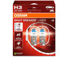 Paket med 2 lampor H3 Osram Night Breaker Laser +150% - 64151NL-2HB