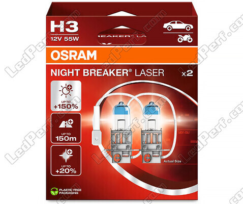 Paket med 2 lampor H3 Osram Night Breaker Laser +150% - 64151NL-2HB