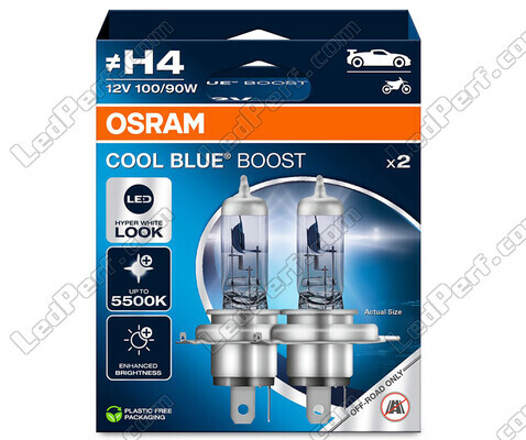 Spollampor H4 Osram Cool Blue Boost 5500K xenon Effekt art.nr.: 62193CBB-2HB i paket med 2 lampor