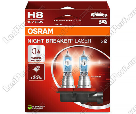 Paket med 2 lampor H8 Osram Night Breaker Laser +150% - 64212NL-2HB