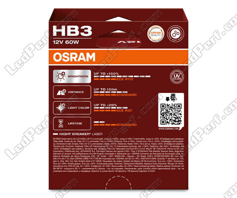 Paket med 2 lampor HB3 Osram Night Breaker Laser +150% - 9005NL-2HB