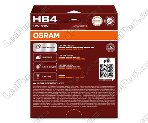 Paket med 2 lampor HB4 Osram Night Breaker Laser +150% - 9006NL-2HB